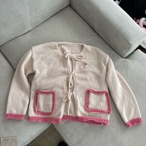 Pink and Cream Women's Sweater